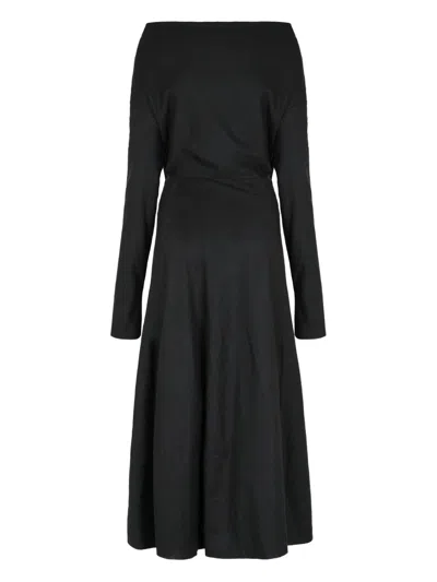 Alberta Ferretti Draped Stretch Wool Dress In Black