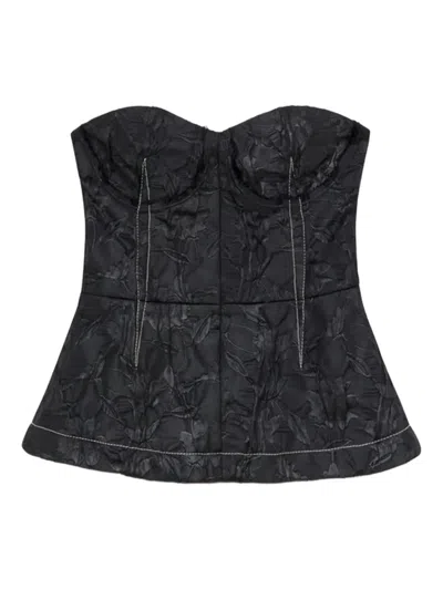Simkhai Women's Zander Jacquard Bustier Top In Black In Black