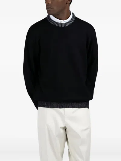 Paul & Shark Soft Cool Touch Wool Crewneck Sweater In Black