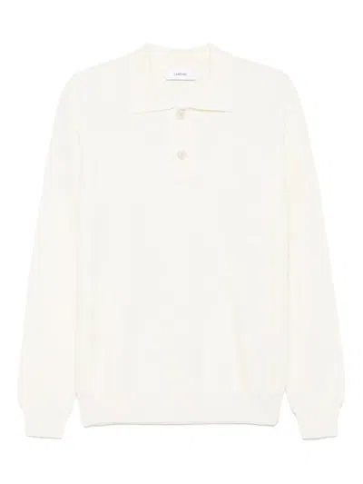 Lardini Ribbed-knit Polo Shirt In White