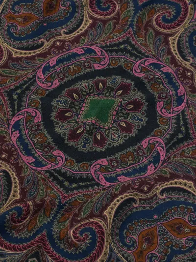 Etro Home Placed-print Wool Blanket (140cm X 180cm) In Blue