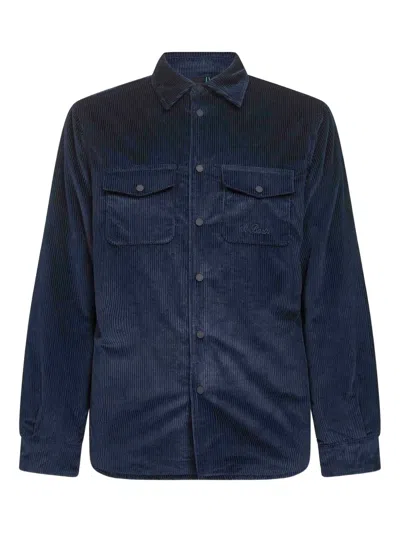 Mc2 Saint Barth Snap-buttoned Corduroy Jacket In Blue