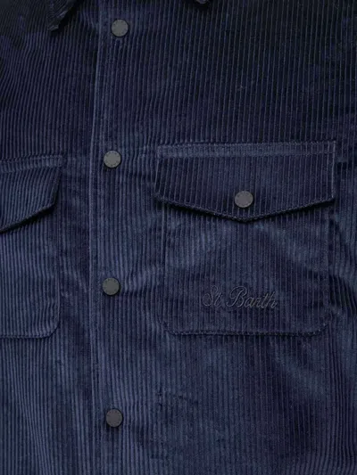 Mc2 Saint Barth Snap-buttoned Corduroy Jacket In Blue