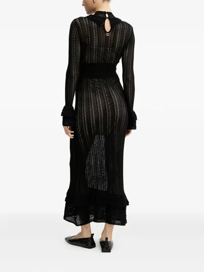 Twinset Ruffled Knitted Maxi Dress In Black