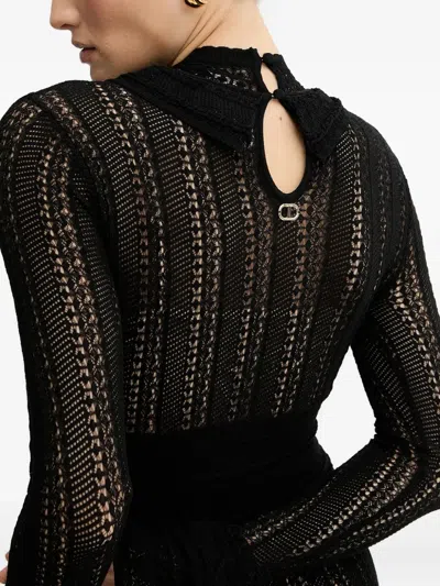 Twinset Ruffled Knitted Maxi Dress In Black