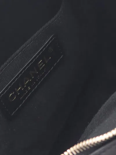 Pre-owned Chanel 2018-2019 Stitched Goatskin Casual Trip North South Camera Case Crossbody Bag In Black