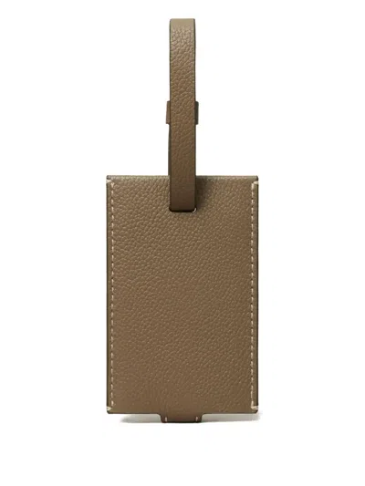 Tory Burch Pebbled Luggage Tag Accessories In Brown