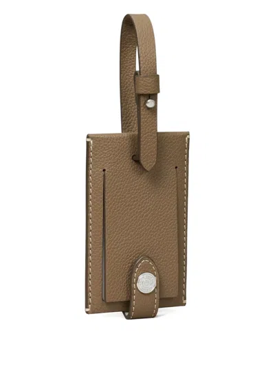Tory Burch Pebbled Luggage Tag Accessories In Brown