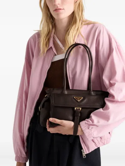 Prada Explore Medium Nappa Leather Tote Bag In Brown