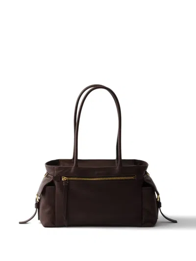 Prada Explore Medium Nappa Leather Tote Bag In Brown