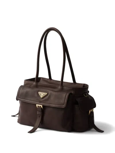 Prada Explore Medium Nappa Leather Tote Bag In Brown