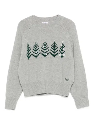 Il Gufo Tree-intarsia Sweatshirt In Gray