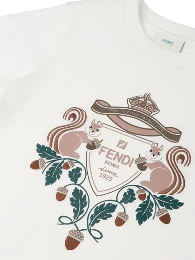 Fendi White T-shirt For Kids With Logo In White