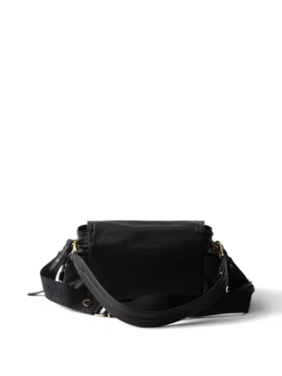 Prada Explore Medium Re-nylon Bag With Flap In Black