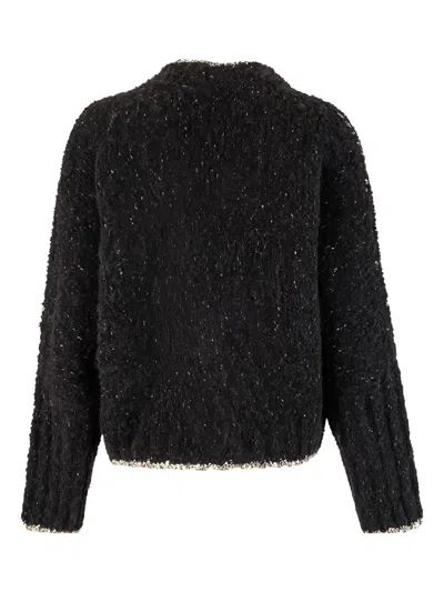 D Exterior Cardigan With Geometric Pattern In Black