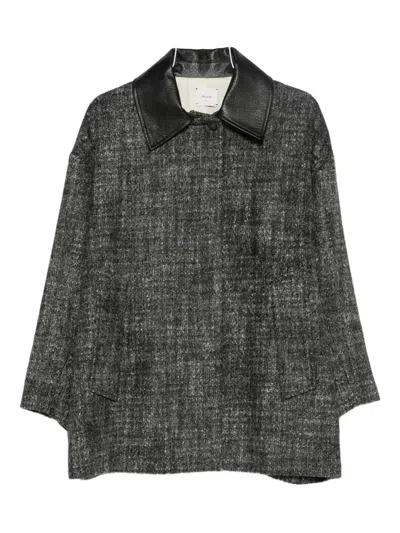 Alysi Contrast-collar Coat In Gray