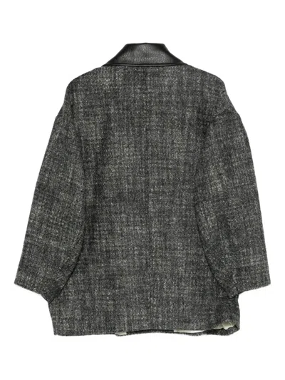 Alysi Contrast-collar Coat In Gray