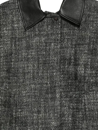 Alysi Contrast-collar Coat In Gray