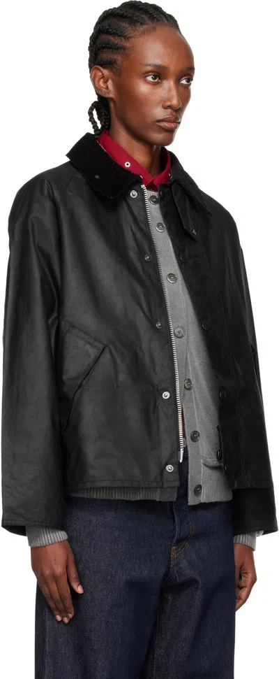 Barbour Black Transport Waxed Jacket In Black