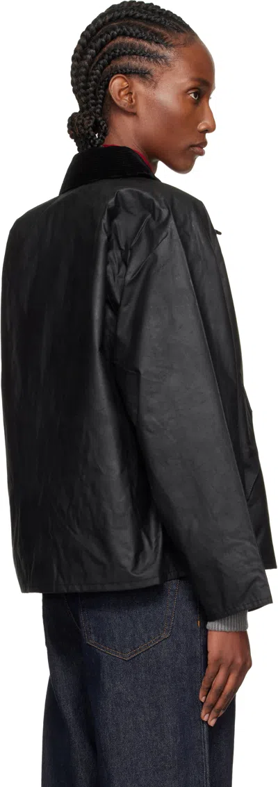 Barbour Black Transport Waxed Jacket In Black