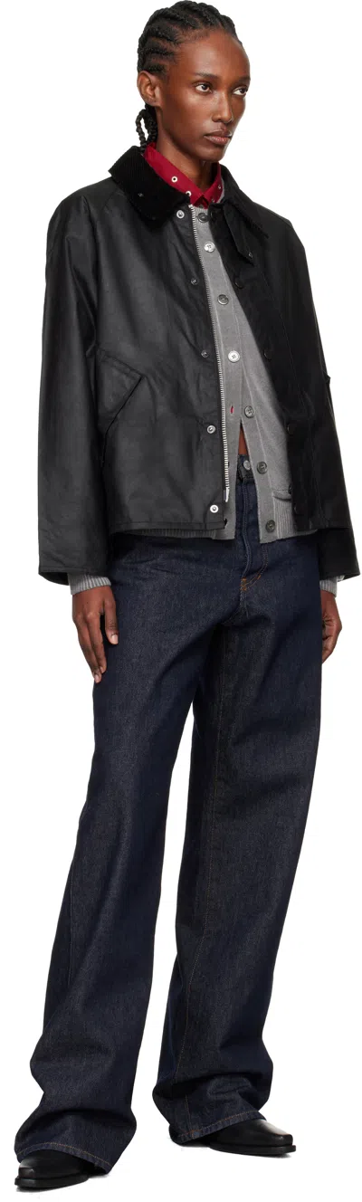Barbour Black Transport Waxed Jacket In Black