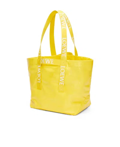 Loewe Fold Shopper In Paper Calfskin In Yellow