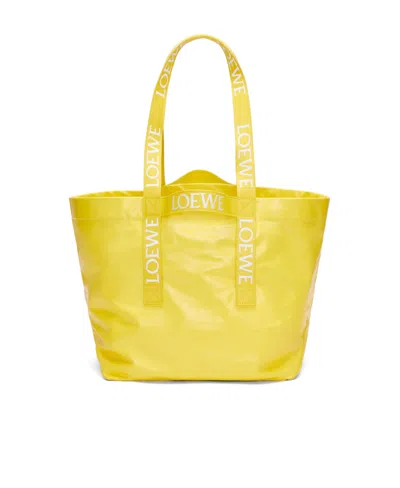 Loewe Fold Shopper In Paper Calfskin In Yellow