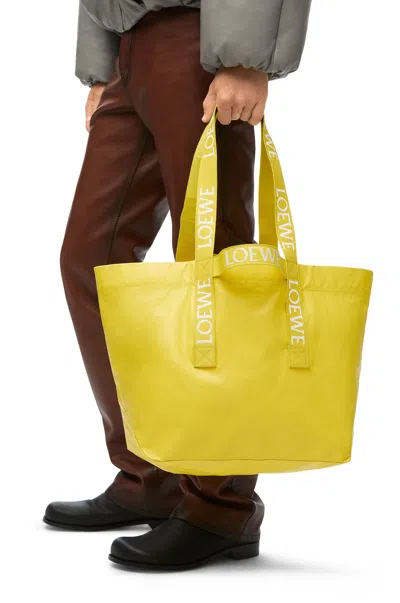 Loewe Fold Shopper In Paper Calfskin In Yellow