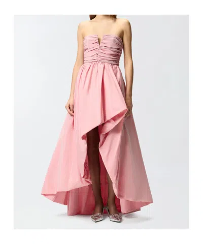 Pinko Long, Elegant Taffeta Dress In Pink