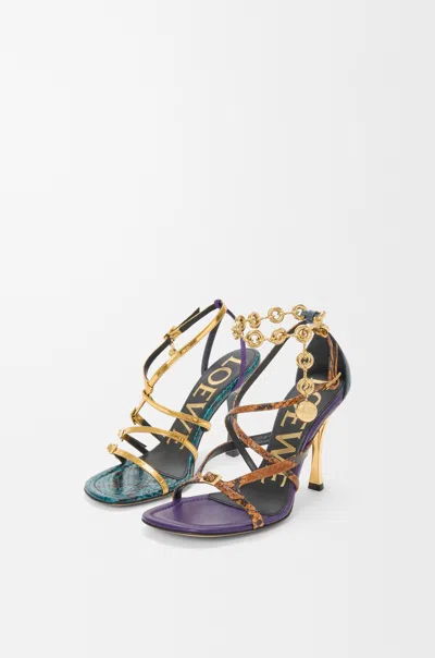 Loewe New Comic Mirrored And Snake-effect Leather Sandals In Blue