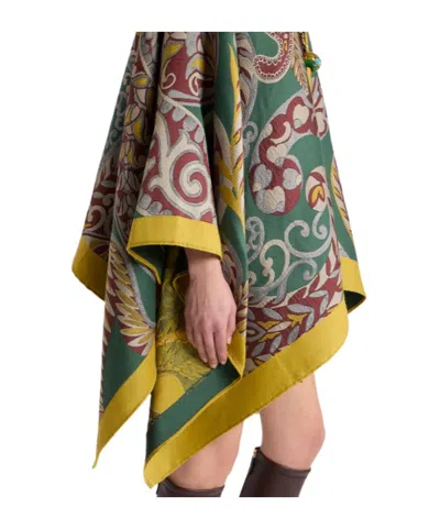 Etro Wool-blend Cape With Paisley Motif In Multi