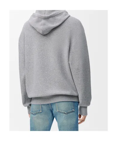 Loewe Drawstring Hoodie With Ribbed Cuffs And Hem In Gray