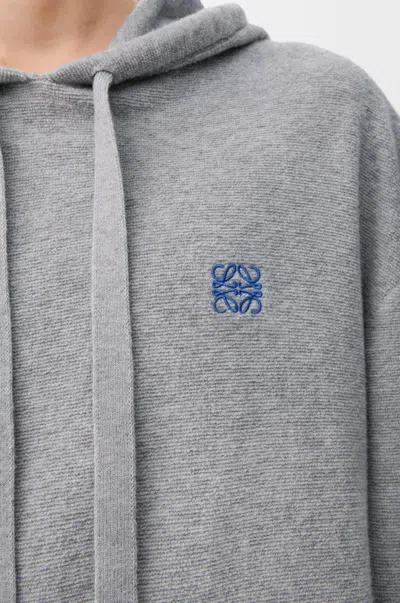 Loewe Drawstring Hoodie With Ribbed Cuffs And Hem In Gray