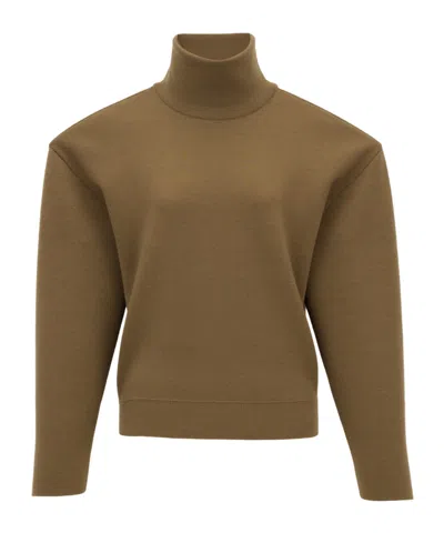 Saint Laurent Turtleneck Sweater In Brown