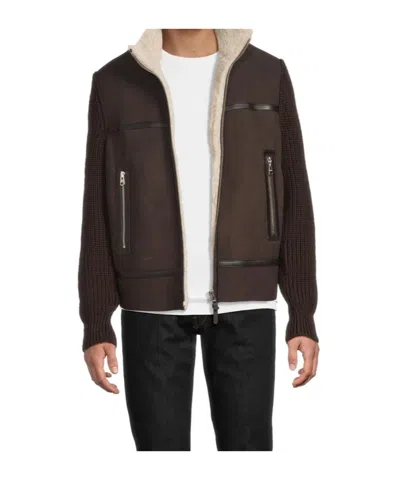 Mackage Jonathan Suede Full Zip Jacket In Brown