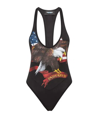 Dsquared2 Better Racerback Graphic Bodysuit In Multi