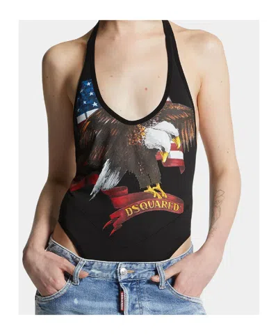 Dsquared2 Better Racerback Graphic Bodysuit In Multi