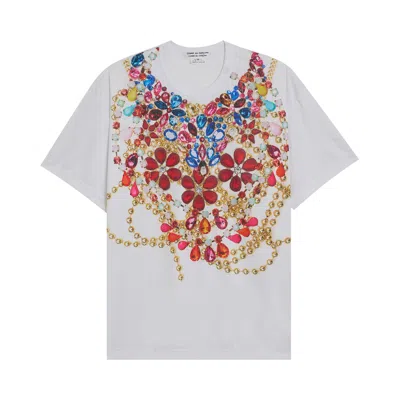 Pre-owned Comme Des Garçons Polyester Smooth Print T-shirt 'white/c Pattern' | Women's Size S