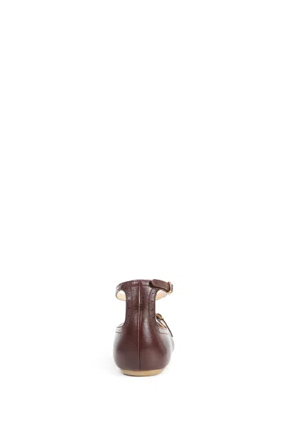 Chloé Flat Shoe With Burnished Look Made In Italy In Brown