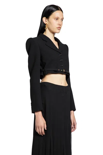 Chloé Cropped Spencer Jacket In Wool Crêpe Black Size 8 100% Virgin Wool, Horn Bubalus Bubalis, Farmed, Co In Black