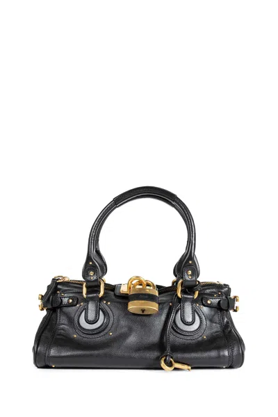 Chloé Dark Brown Leather Paddington Shoulder Bag In Black