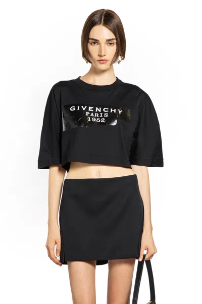 Givenchy Short Sleeve Cropped T-shirt With 3d Print In Black