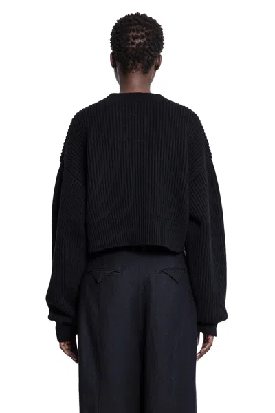 Uma Wang Cropped Ribbed Knit Sweater In Black