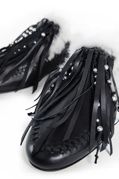Ann Demeulemeester Olai Soft Fringe Mules In Black
