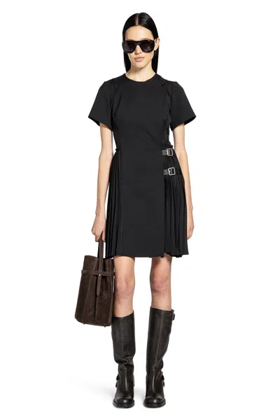 Burberry Ada Pleated Wrap Mini Dress In Black