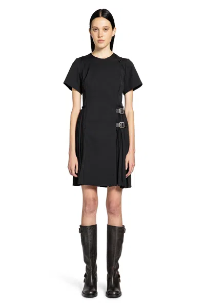 Burberry Ada Pleated Wrap Mini Dress In Black