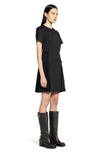 Burberry Ada Pleated Wrap Mini Dress In Black