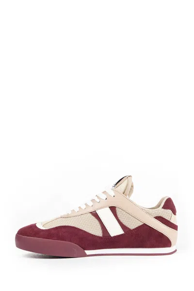 Chloé Kick Mixed Leather Retro Low-top Sneakers In Burgundy