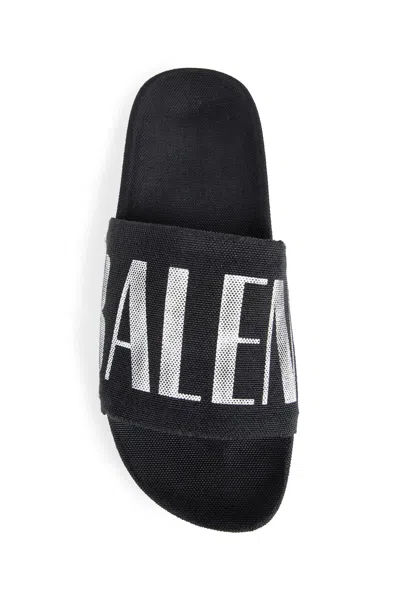 Balenciaga Slide Sandals With Flat Sole And Open Toe In Black