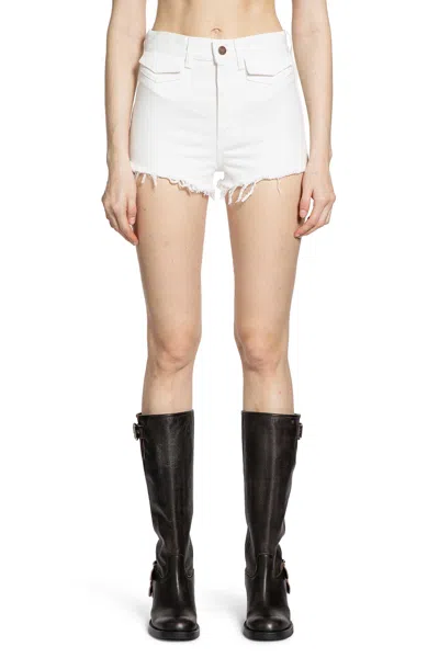 Chloé Casual Denim Shorts Featuring Frayed Hem In White